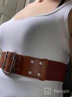 img 1 attached to Womens PU Leather Double Grommet Belt - Wide Elastic Waistband For Cinching And Punk Style Fashion Belts review by Mike Woolford