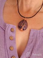 img 1 attached to POTESSA Copper Wire Wrapped Amethyst Opal Teardrop Heart Pendant 🌳 Necklace - Tree of Life Gemstone Healing Chakra Necklace Choker, 18 inches review by Gabe Smith