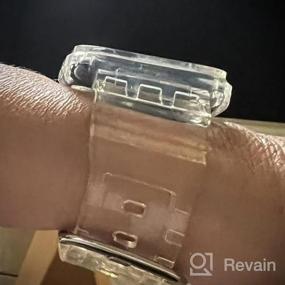 img 7 attached to Прочный ремешок Goton, совместимый с Apple Watch, серия Apple Watch SE 7 6 5 4 3 2 1, кристально-розовые ремешки для спортивного браслета IWatch с защитным бампером