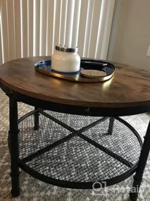 img 3 attached to Rustic Small Round Coffee Table With Storage, Wood Surface Top And Metal Legs, 2-Tier Shelf, Ideal For Living Room, Space-Saving Design In Brown