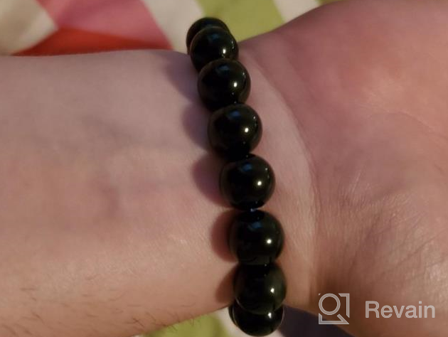 img 1 attached to Unisex Tiger Eye Bracelet - 12mm Natural Stone Beads for Men and Women review by Raymond Vogel