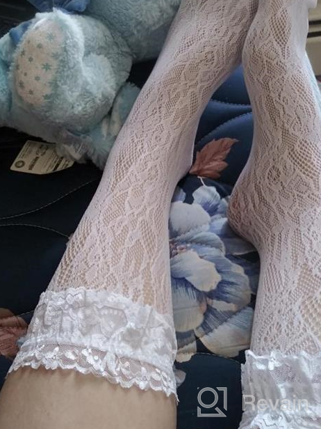 img 1 attached to 🧦 CWIDGLLE Pack of 2: Lace Stockings for Girls - Summer Lolita Japanese Korean Style, European and American Lace Female Socks, Breathable Comfortable Cotton Socks with Deodorant - White review by Corey Ford