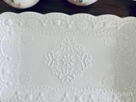 img 1 attached to Jusalpha® White Rectangle Embossed Lace Plate-1 Piece (10 Inches, White) review by Marcos Oner