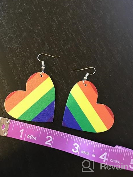 img 1 attached to 🌈 Pride Parade Delight: Rainbow Teardrop Dangle Earrings with Faux Leather Drop - JEP04 review by Stacy Wheeler