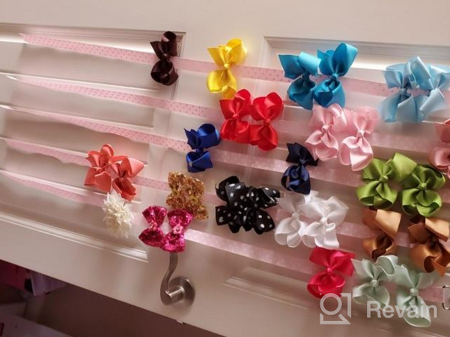 img 1 attached to QtGirl Baby Girls Hair Bow Holders 9 Pcs 3-Feet Long Bow Hanger Hair Clip Storage Organizer review by Mike Dart