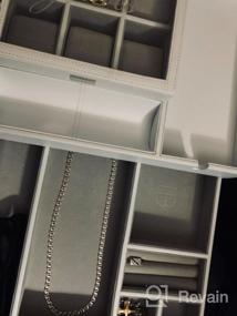 img 7 attached to HOUNDSBAY Commander Dresser Valet Watch Box Case &amp; Mens Jewelry Organizer с зарядной станцией для смартфона и хранилищем для запонок (черный / серый)