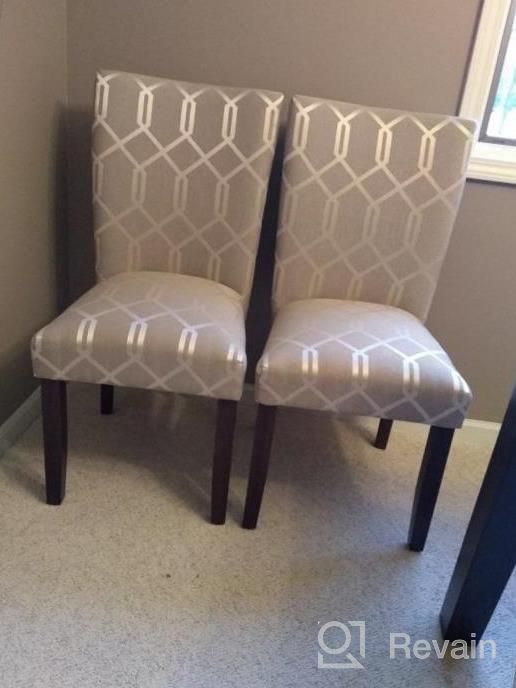 img 1 attached to Upgrade Your Dining Space With HomePop Parsons Classic Navy Blue And Lattice Cream Upholstered Chairs (Set Of 2) review by Tracy Gordon
