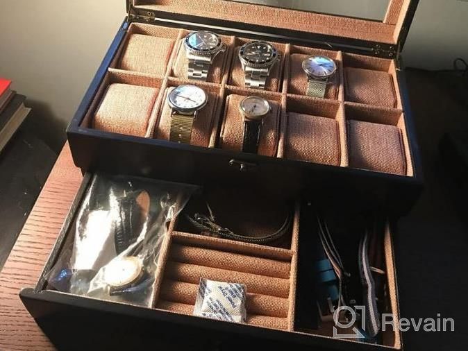 img 1 attached to Keep Your Watches Safe And Stylish With Emfogo 10-Slot Watch Box - Perfect Gift For Men And Women On Father'S Day, Birthday, Or Anniversary review by Dave Wheeler