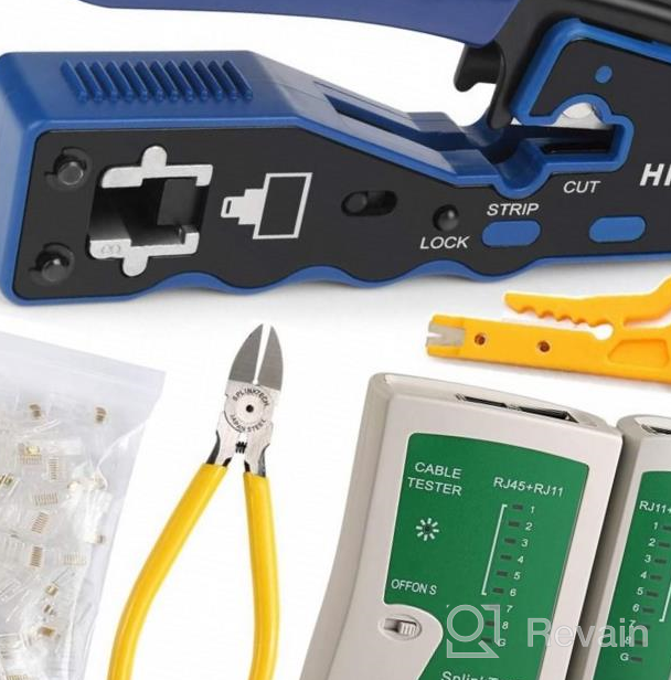 img 1 attached to RJ45 Crimp Tool Kit With 50PCS Cat5E/Cat6 Connectors And Covers - Ethernet Network Cable Crimper For CAT6 Crimping. review by Jake Davies