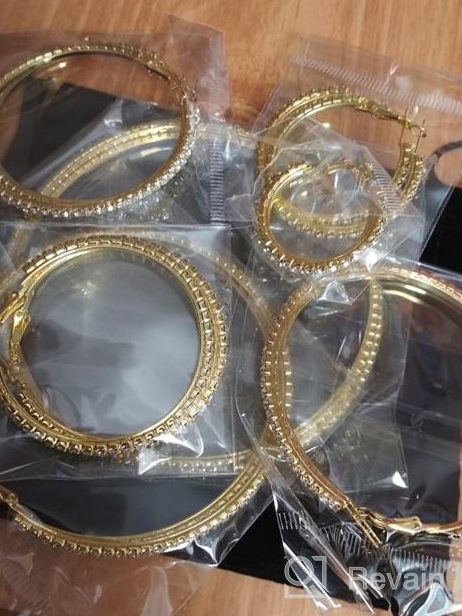 img 1 attached to 7 Pairs Set of Large Rhinestone Hoop Earrings in Gold and Silver – Big Sparkly Round Hoops Jewelry for Party, Wedding, and Gifting review by Maurice Matlock