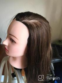img 7 attached to HAIREALM Косметологическая голова манекена для человеческих волос с настольной подставкой для зажима - идеально подходит для обучения и практики укладки волос - 18 дюймов высшего качества HA0212P