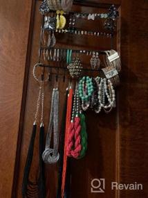 img 7 attached to 72 Holes & 10 Hooks - Space-Saving Jewelry Storage Organizer: Lemonadeus Black Hanging Necklace, Earring, Bracelet Holder