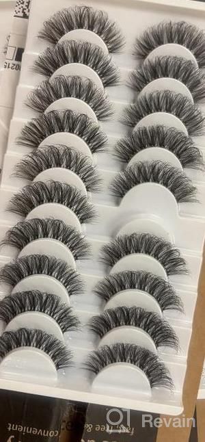 img 1 attached to Veleasha Clear Band Russian Strip Lashes - D Curl Lash Extensions Look, 10 Pairs Pack (DT01) review by Michelle Vazquez