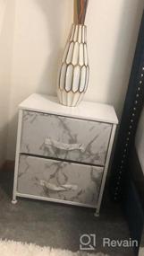 img 7 attached to Sorbus 2-Drawer Nightstand - Bedside End Table With Steel Frame, Wood Top & Marble Print Fabric Bins - Small Dresser Chest For Home, Bedroom Accessories & Office