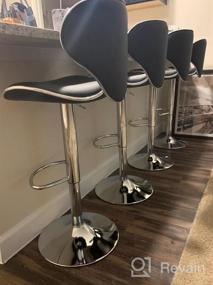 img 5 attached to Set Of 4 Adjustable Swivel Bar Stools With Faux Leather/Velvet Upholstery, Chrome Frame And Curved Seat For Dining Or Counter