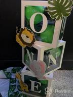 img 1 attached to 🎈 One Year Old Birthday Balloon Boxes with 24 Balloons - Safari/Jungle Wild One Green Theme - Baby First Birthday Decorations Clear Cube Blocks 'ONE' Letters as Cake Smash Photoshoot Props review by Kachilla Mountain