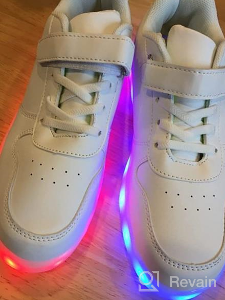 img 1 attached to 👟 Upgrade your Kids' Style with Wooowyet LED Sneakers for Boys and Girls - Hook&amp;Loop, Low Light Up, USB Rechargeable Shoes review by Corey Evans