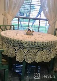 img 5 attached to Handmade Floral Lace Beige Tablecloth - Elegant 60" Round Crochet Table Cover For Special Occasions And Decor