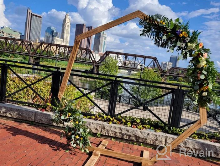 img 1 attached to DIY 8Ft Round Wedding Arch Backdrop Stand, Natural Brown Wood Rustic Photo Background Stand review by Leah Singh