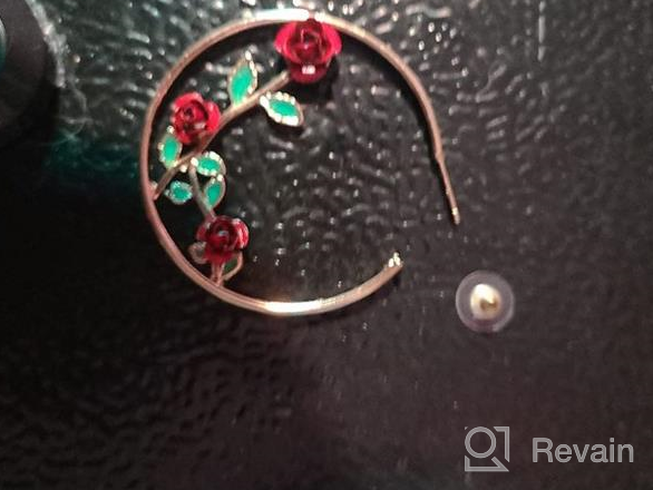 img 1 attached to 🌹 Women's Girls' 3D Hollow Earrings - Black Pink Red Rose Flower Hoop Earrings review by Kathy Lee