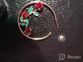 img 6 attached to 🌹 Women's Girls' 3D Hollow Earrings - Black Pink Red Rose Flower Hoop Earrings