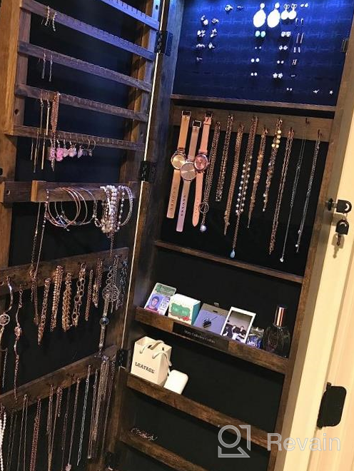 img 1 attached to GISSAR Full Length Mirror Jewelry Cabinet, 6 LEDs Jewelry Armoire Wall Mounted Over The Door Hanging, Jewelry Organizer Storage With Lights Lockable , Vintage Brown review by Laura Alexander
