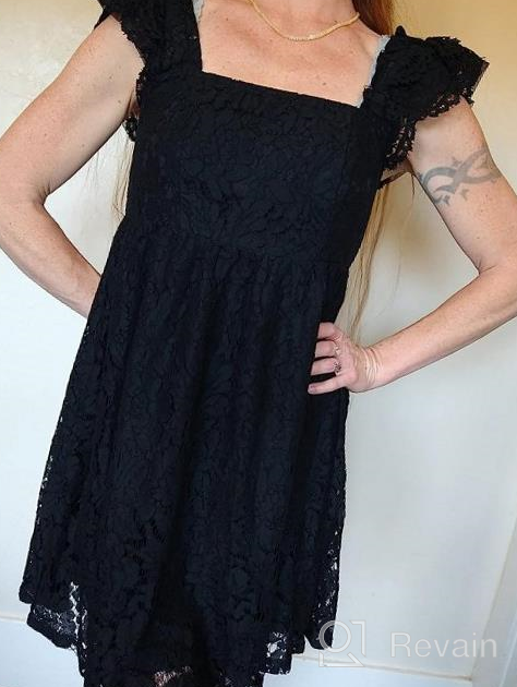 img 1 attached to Vintage Style Lace Sundress For Women: Strappy Ruffle Mini Dress With Square Neckline, Empire Waist, And Elegant Wedding Guest Design By EXLURA review by Zachary Benjamin