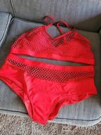 img 1 attached to Women'S Plus Size Bikini Set Splice Fishnet Swimsuit 2 Piece High Waist Tankini Bathing Suits - IN'VOLAND review by Hamilton Larcony