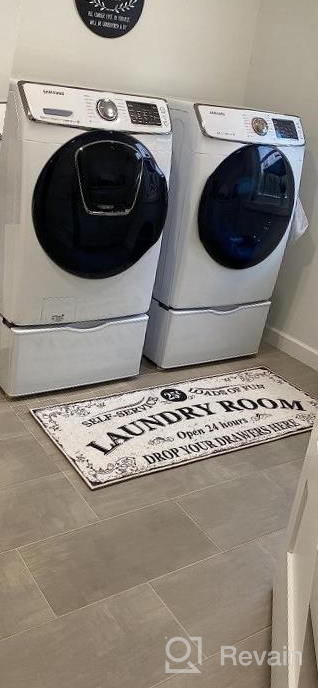 img 1 attached to Soft Woven Laundry Room Rug - 24X56, 85% Cotton, Non-Skid Rubber Back, Machine Washable, Funny Clean & Single Design, Runner Floor Mat For Bathroom, Kitchen, Washroom Decor By Benissimo review by Jacob Thorson