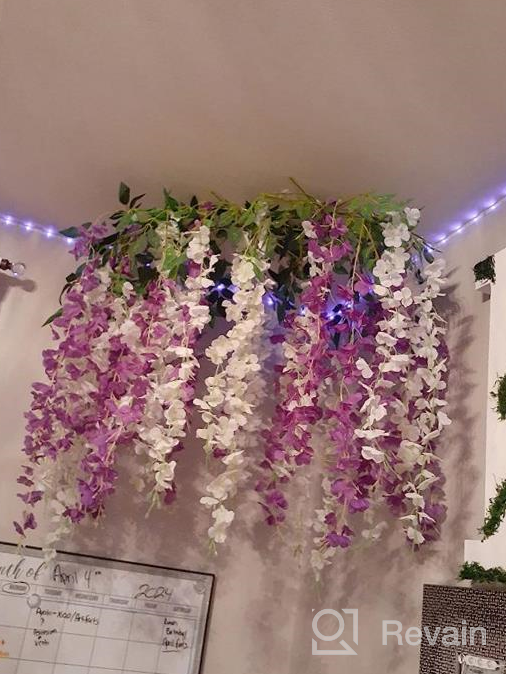 img 1 attached to 12 Pack White Artificial Wisteria Hanging Flowers - 3.6 Feet/Piece For Home, Office, Wedding Wall Garden Outdoor Party Decoration review by Luz Rojas