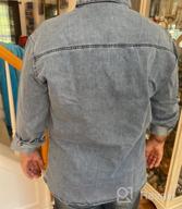 img 1 attached to Mens Denim Button Down Shirt - Long Sleeve Collared Casual Work Regular Fit Jean Top review by Dana Schmidt