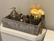 img 1 attached to Rustic Grey Bathroom Decor Box With Two Mason Jars And Artificial Flower - Large Wooden Organizer For Toilet Paper And Accessories, Ideal Bathroom Rustic Accessory And Storage Solution By HOMKO review by Justin Abrams