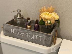 img 8 attached to Rustic Grey Bathroom Decor Box With Two Mason Jars And Artificial Flower - Large Wooden Organizer For Toilet Paper And Accessories, Ideal Bathroom Rustic Accessory And Storage Solution By HOMKO