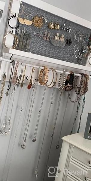 img 1 attached to Organize Your Jewelry In Style With A Rustic White Wall Mounted Organizer Featuring A Shelf, Bracelet Rod And 16 Antique Brass Hooks - 17 X 12.75 Inch review by Amanda Webber