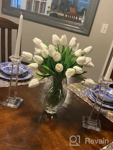 img 1 attached to Realistic 30Pcs White Tulip Artificial Flowers - Perfect For Wedding, Easter And Spring Decorations, 14" Tall review by Catherine Maldonado