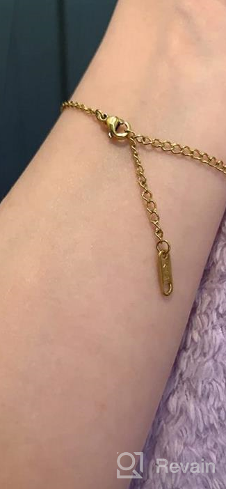 img 1 attached to Personalized Initial Bracelet for Women and Girls - 18K Gold Plated Stainless Steel Lettered Coin Charm with Delicate Disc Name - Glimmerst review by Tasha Murphy