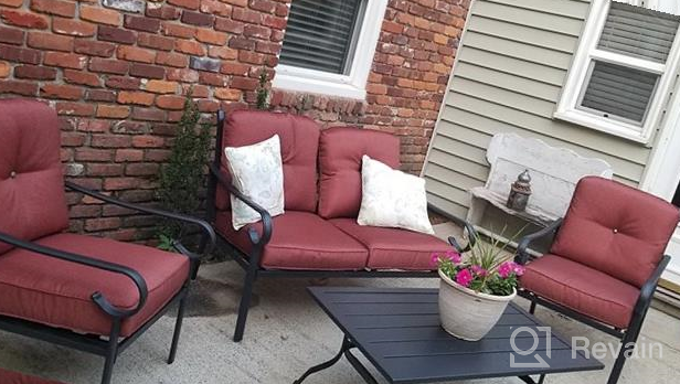 img 1 attached to 4-Piece PatioFestival Outdoors Sofas With 6.3 Inch Cushion Metal Bistro Conversation Set In Burgundy Red – Perfect For Your Patio! review by Pablo Rudon