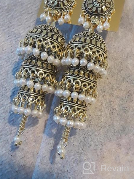 img 1 attached to 💎 Exquisite Jwellmart Bollywood Traditional Ethnic Pearl Jhumka Jhumki Earrings for Women and Girls review by Jeff Bourke