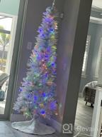 img 1 attached to 7.5Ft Prelit Pencil Christmas Tree - Warm White & Multi-Color Lights, Foldable Metal Stand, Alpine Slim Holiday Decoration For Xmas Home/Office/Party review by Mark Young