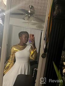 img 7 attached to 👗 IBAKOM Metallic Gold Color Block Long Dress: Stunning Church Dancewear for Women