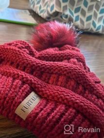img 5 attached to Детская зимняя вязаная шапка и шарф с помпоном из искусственного меха - лыжная кепка с помпонами для мальчиков и девочек (3-10 лет)