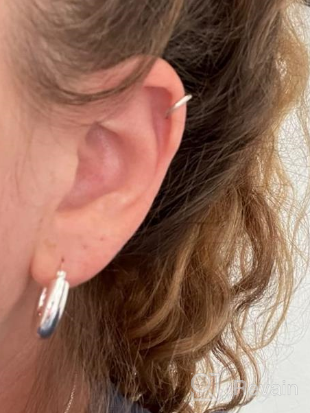 img 1 attached to Stylish Chunky Hoop Earrings for Women - Shiny Polished Round-Tube Hoops with Sterling Silver Posts: Perfect Gift for Women and Girls review by Danny Thomas