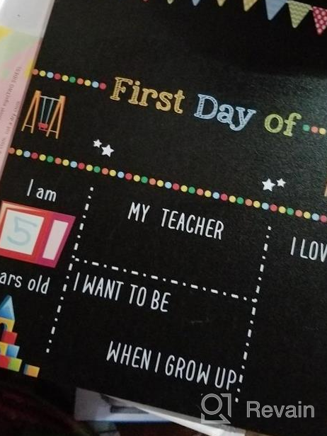 img 1 attached to Reusable First & Last Day Of School Chalkboard Sign Photo Prop For Kids, 12 X 10 Inch Double Sided Back To School Board review by Allan Duman
