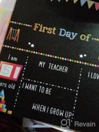 img 1 attached to Reusable First & Last Day Of School Chalkboard Sign Photo Prop For Kids, 12 X 10 Inch Double Sided Back To School Board review by Allan Duman