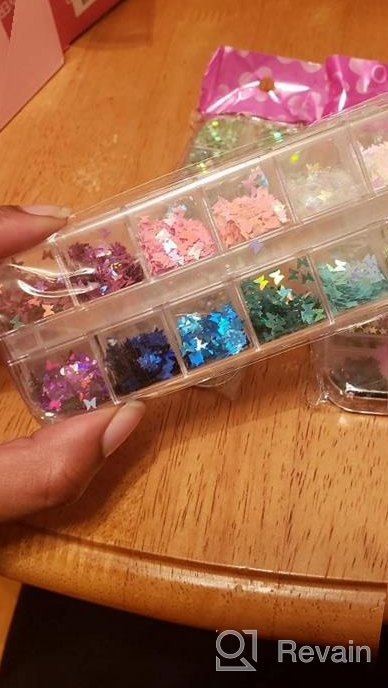 img 1 attached to 4 Boxes Nail Glitter Sequins Kit - Holographic Butterfly, Flower, Round & Heart Shapes For Women Girls Acrylic Nails Decoration Designs Accessories review by Tristan Graham