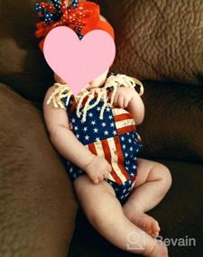 img 5 attached to 4Th Of July Baby Girl Outfit USA Flag Stars Stripes Romper Headband Newborn Infant