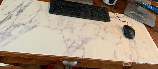 img 1 attached to Enhance Your Workspace With HAOCOO Desk Pad: Large Gaming Mouse Pad And Durable Writing Pad With Non-Slip Base - Water-Resistant And Stylish Blue&Gold Marble Design For Home And Office review by Nicole Thomas