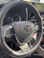 картинка 1 прикреплена к отзыву Valleycomfy Genuine Leather Steering Wheel Cover - Universal 15 Inches, Breathable, Anti-Slip & Odor-Free, Black With Black Lines, For Medium Size Steering Wheels (14 1/2-15 1/4 Inches) от Jeff Shapiro