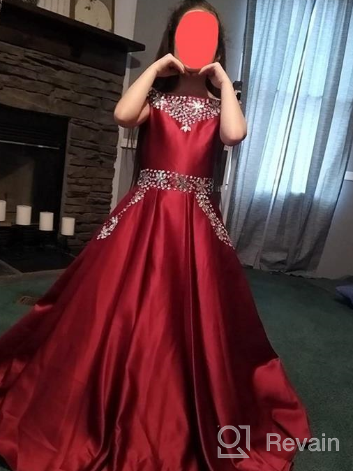 img 1 attached to Stunning Junguan Princess Birthday Burgundy Girls' Dresses: Trendy Shoulder Clothing review by Gary Ferguson