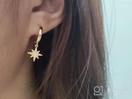 img 1 attached to 💫 Sparkling Sterling Silver Hoop Earrings with Reffeer Crystals: Star Moon Dangle Design for Women and Teen Girls review by Janice Velasquez